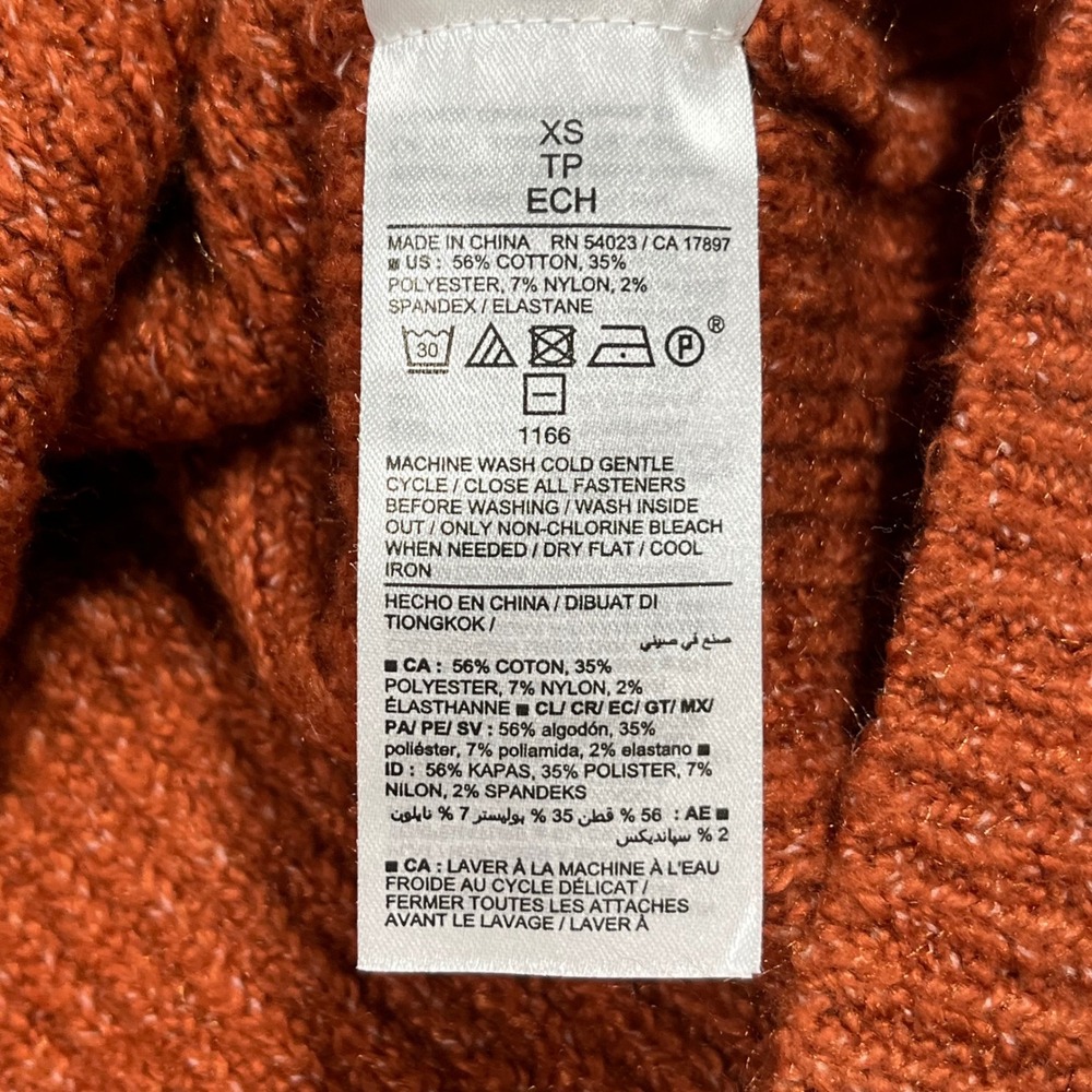 Old Navy Granola Boho Orange Shaker Stitch 1/4 Zip Pullover Sweater Womens XS - Picture 7 of 7